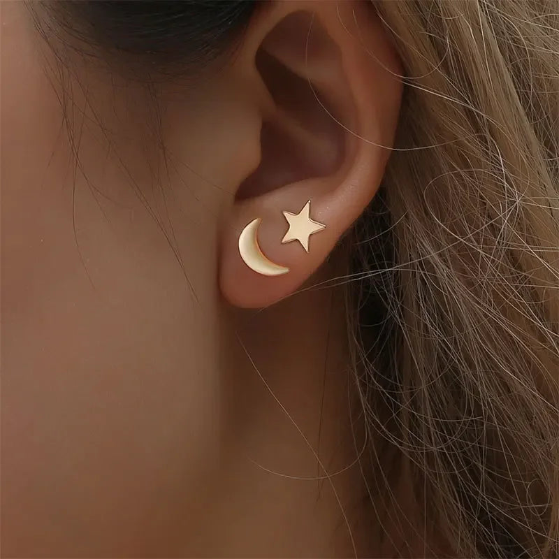 1Pair Little Moon Star Earrings