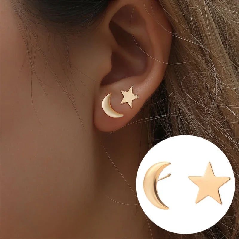 1Pair Little Moon Star Earrings